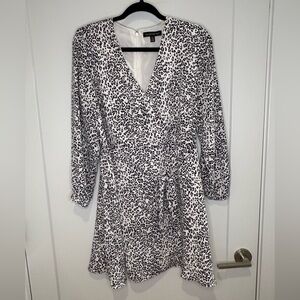Banana Republic Black and White Animal Print Wrap Dress